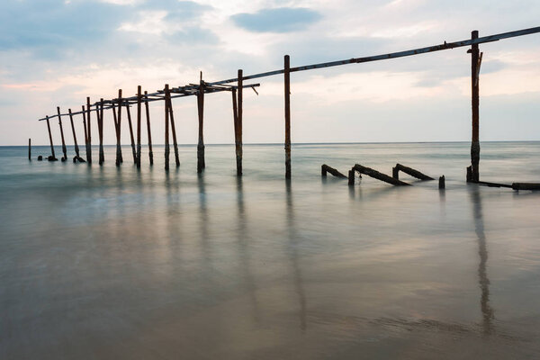 Old dilapidated at Khao Pilai Bridge in sunset, Phang Nga, Thail