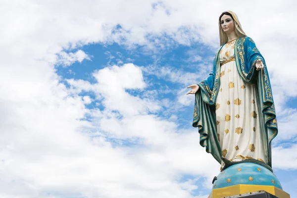 Najświętsza Maryja Panna Matka Jezusa Niebieskim Niebie Przed Rzymskokatolicką Diecezją — Zdjęcie stockowe