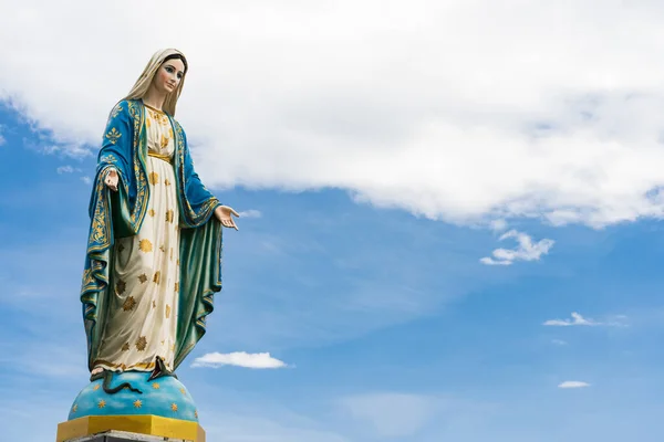 Santísima Virgen María Madre Jesús Cielo Azul Frente Diócesis Católica —  Fotos de Stock