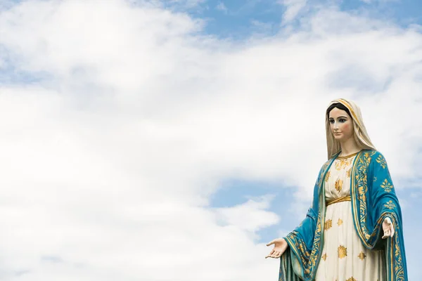 Santísima Virgen María Madre Jesús Cielo Azul Frente Diócesis Católica —  Fotos de Stock