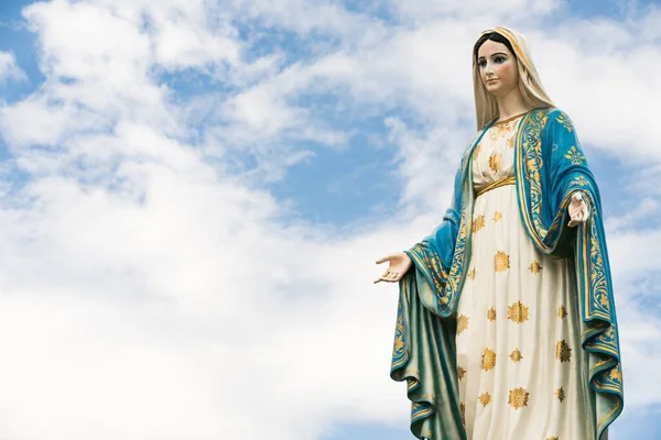 Den Hellige Jomfru Maria Jesu Mor Den Blå Himmelen Foran – stockfoto