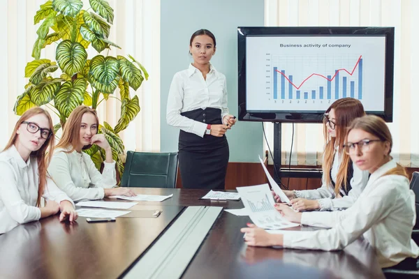 Aziatische manager businessplan activiteit presenteren aan zijn collega 's — Stockfoto