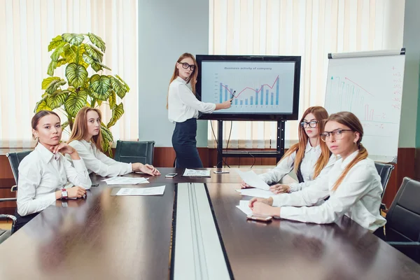 Manager activiteit businessplan aan zijn collega's presenteren — Stockfoto