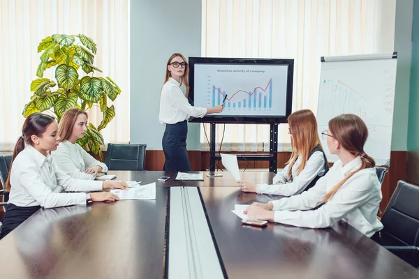 Manager activiteit businessplan aan zijn collega's presenteren — Stockfoto