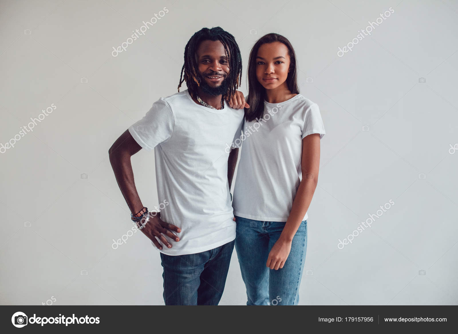 Download Beautiful African American Couple In White T Shirts Mock Up Royalty Free Photo Stock Image By C Airkost 179157956