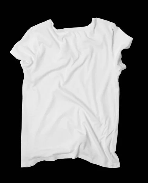 Πίσω πλευρά του λευκού t-shirt σε μαύρο φόντο. Αποπλάνηση. Αποκοπή φόντου. — Φωτογραφία Αρχείου