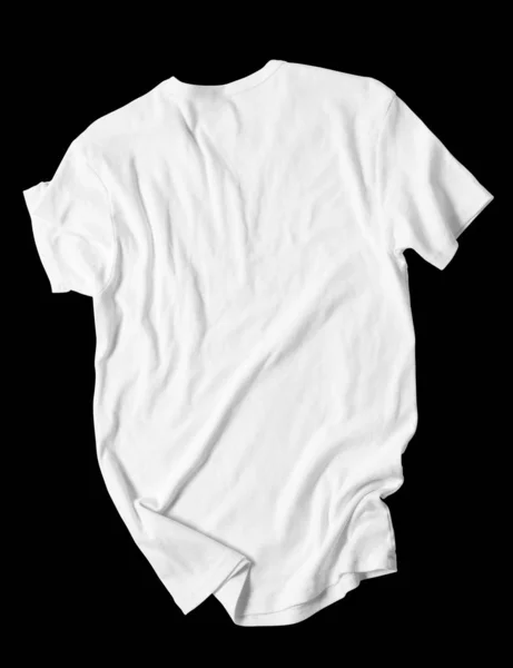 T-shirt blanc blanc blanc sur fond noir. Maquette . — Photo