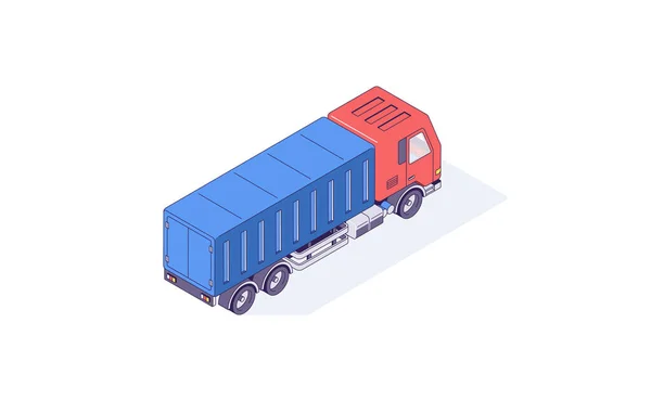 Isometric Truck Cargo Transport Auto Cars Vehicle Transportation Delivery Trucks — Stock Vector