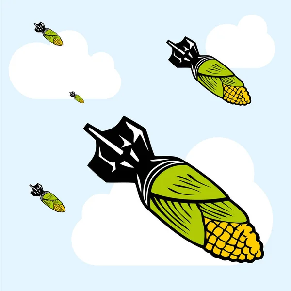 Kukurydza Bomby Spadają Nieba — Wektor stockowy
