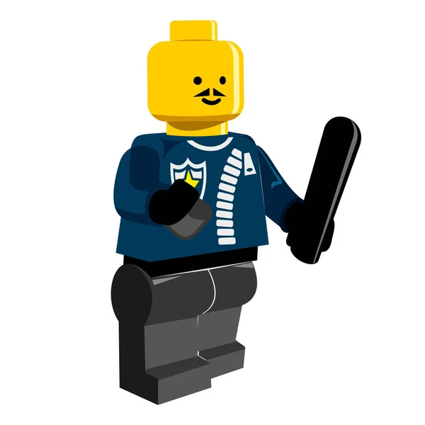 Bon Lego Policier Bat Avec Club — Image vectorielle