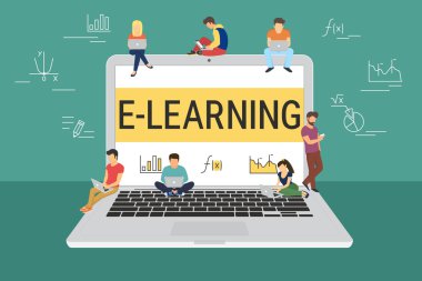 e-öğrenme kavramı illüstrasyon