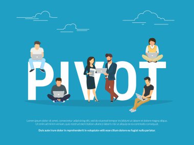 Pivot concept illustration of business people working together as team clipart
