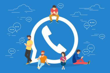 Mobil messenger konsept illüstrasyon sembolü