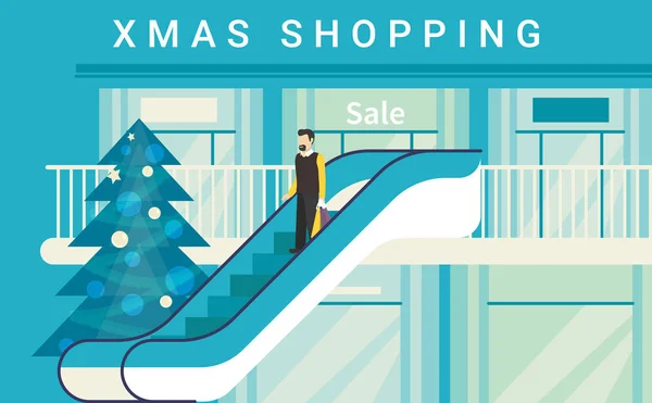クリスマス ショッピング モール — ストックベクタ