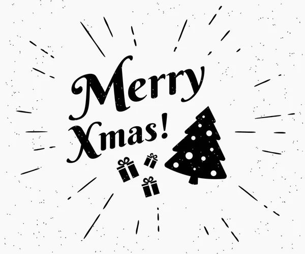 Merry xmas ilustrasi hitam dan putih untuk ucapan Natal - Stok Vektor