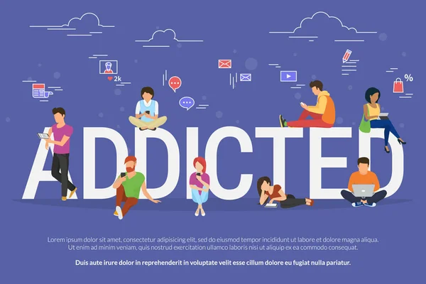 Addicted people concept illustration — Stock Vector