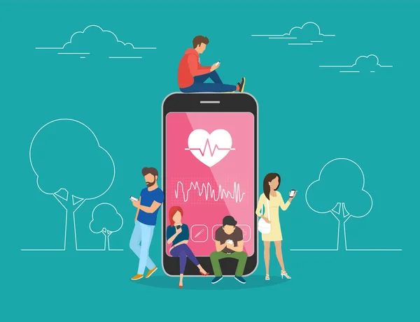 Illustrazione del concetto di app mobile per l'assistenza sanitaria — Vettoriale Stock