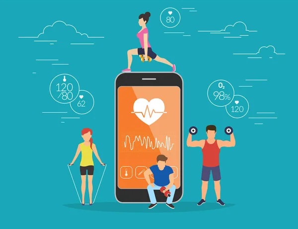 आरोग्य सेवा मोबाइल अॅप संकल्पना स्पष्टीकरण — स्टॉक व्हेक्टर
