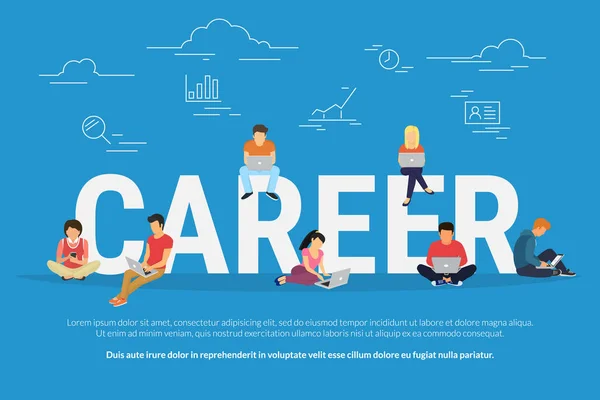 Karrier fogalma illusztráció eszközöket használ a munkát keres, és a szakmai fejlődés üzletemberek — Stock Vector