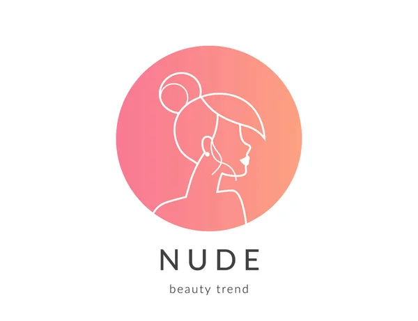 裸のメイクのトレンドの女性の美しさのシンボル グラデーションの円アイコン — ストックベクタ