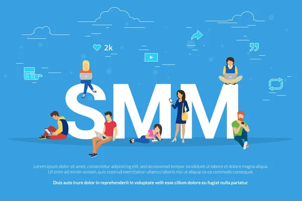 SMM concept vectoriel illustration des personnes — Image vectorielle