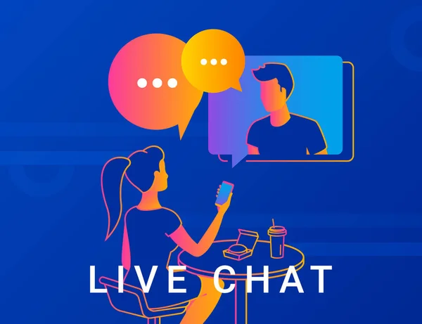 Ilustrasi konsep live chat - Stok Vektor