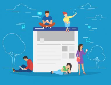 Sosyal ağ web sitesi sörf konsept illüstrasyon