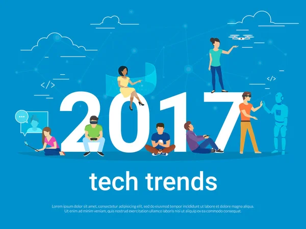 2017 tendencias tecnológicas concepto ilustración — Vector de stock