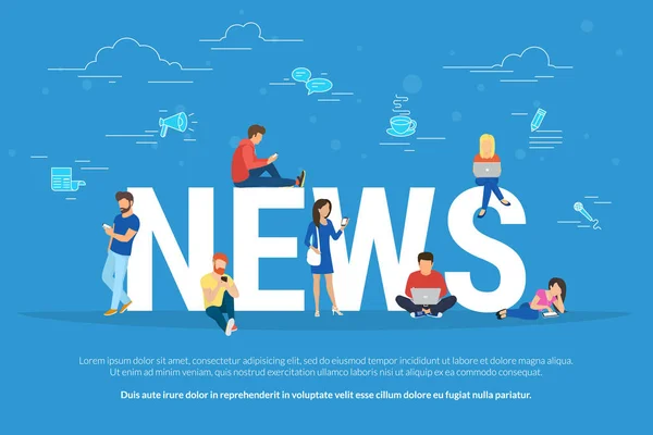 Online het lezen van nieuws — Stockvector