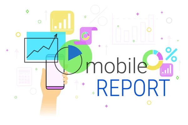 Relatório móvel e contabilidade na ilustração do vetor conceito criativo smartphone — Vetor de Stock