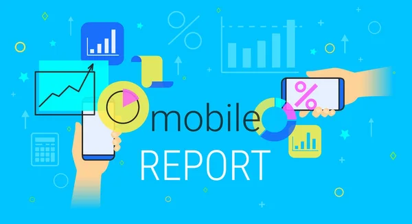 Relatório móvel e contabilidade na ilustração do vetor conceito criativo smartphone — Vetor de Stock