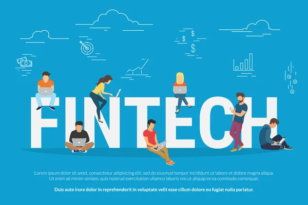 Ilustración del concepto Fintech — Vector de stock