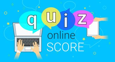 Online bilgi yarışması röportaj ve online yüksek skor smartphone kavramı illüstrasyon üzerinde oyun