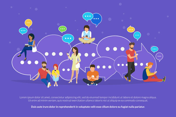 Речевые пузыри для комментариев и концепции ответа плоская векторная иллюстрация
