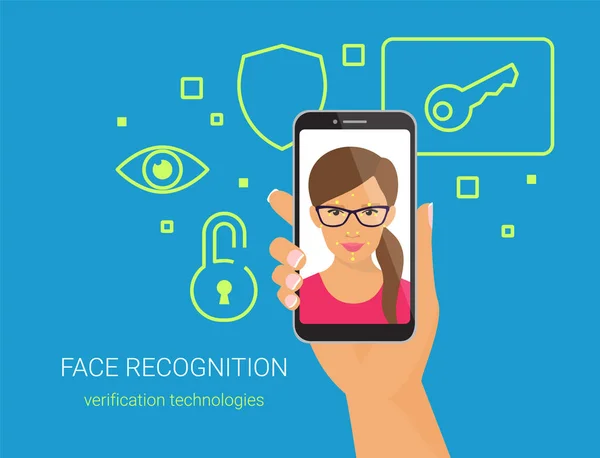 Identifikace obličeje ženy nosí brýle. — Stockový vektor
