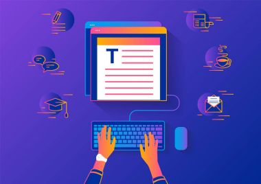 Masada oturan ve sosyal ağlar içinde laptop ile çalışan kadın