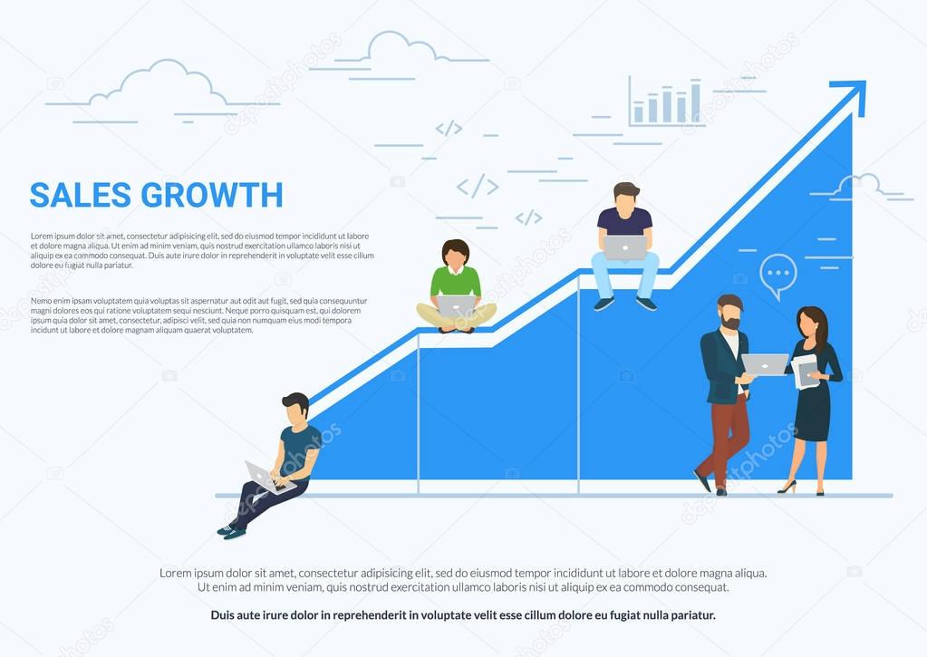 Business graph growth concept white illustration