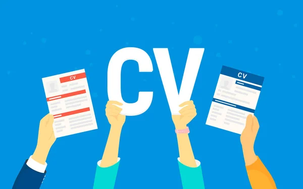 CV letras concepto vector ilustración de la gente de negocios en busca de empleo y contratación — Vector de stock