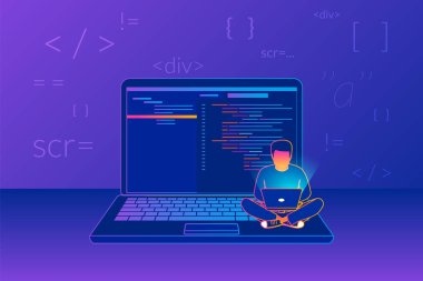 Genç programcı yeni bir proje kodlama
