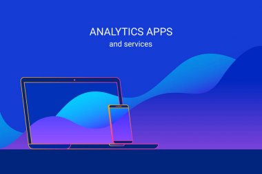 Analytics apps ve hizmet için smartphone ve laptop sunma ve tahmin