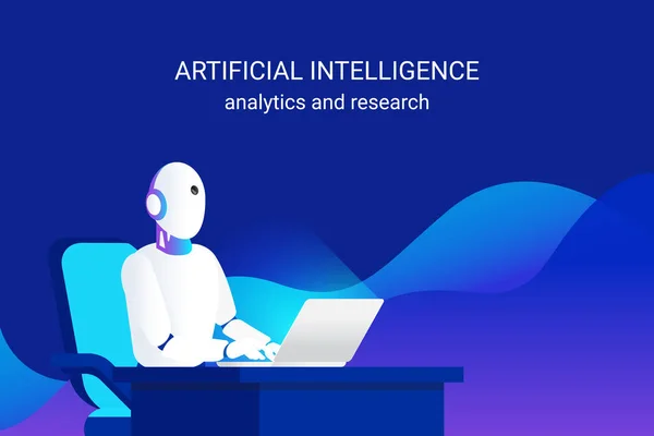Inteligência artificial trabalhando para análise e cálculo de big data e aprendizado de máquina — Vetor de Stock