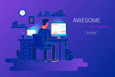 Bilgisayarla çalışma masasında çalışma ve test UI ve ux adam.