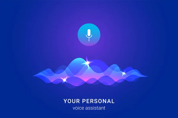 Assistant personnel et concept de reconnaissance vocale — Image vectorielle