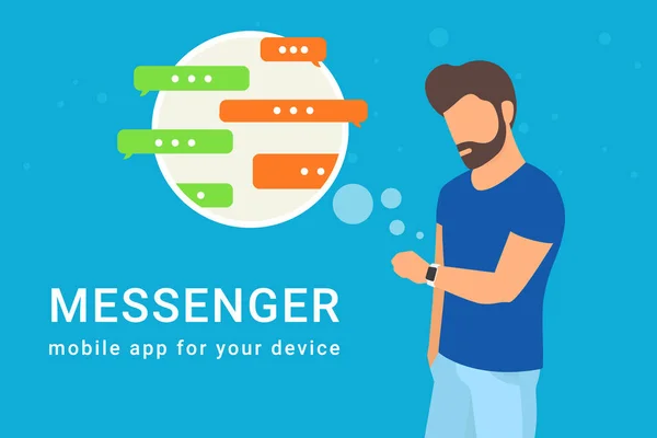 Chatear con amigos a través de la aplicación messenger — Archivo Imágenes Vectoriales