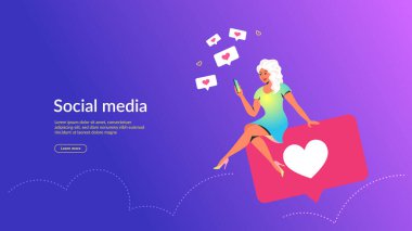 Sosyal medya konsepti vektör illüstrasyonunu kullanan insanlar