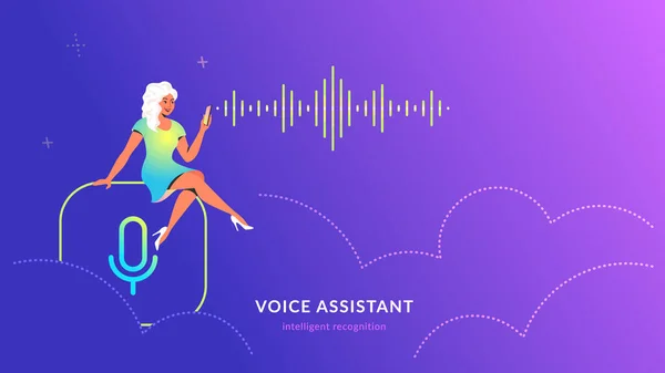 Assistant vocal et application mobile de reconnaissance vocale — Image vectorielle