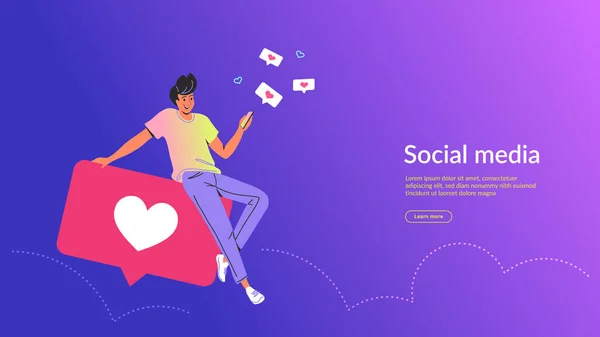 Personas que utilizan la ilustración del vector de concepto de redes sociales — Vector de stock