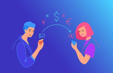 Web ve mobil tasarım için para gradyan vektör neon illüstrasyon gönder
