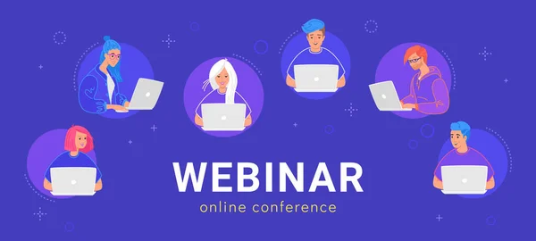 Webinární online konference pro mladé lidi — Stockový vektor