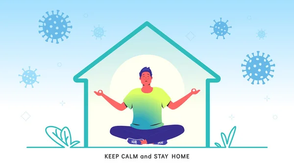 Restez calme et restez à la maison pour covid-19 prévenir — Image vectorielle